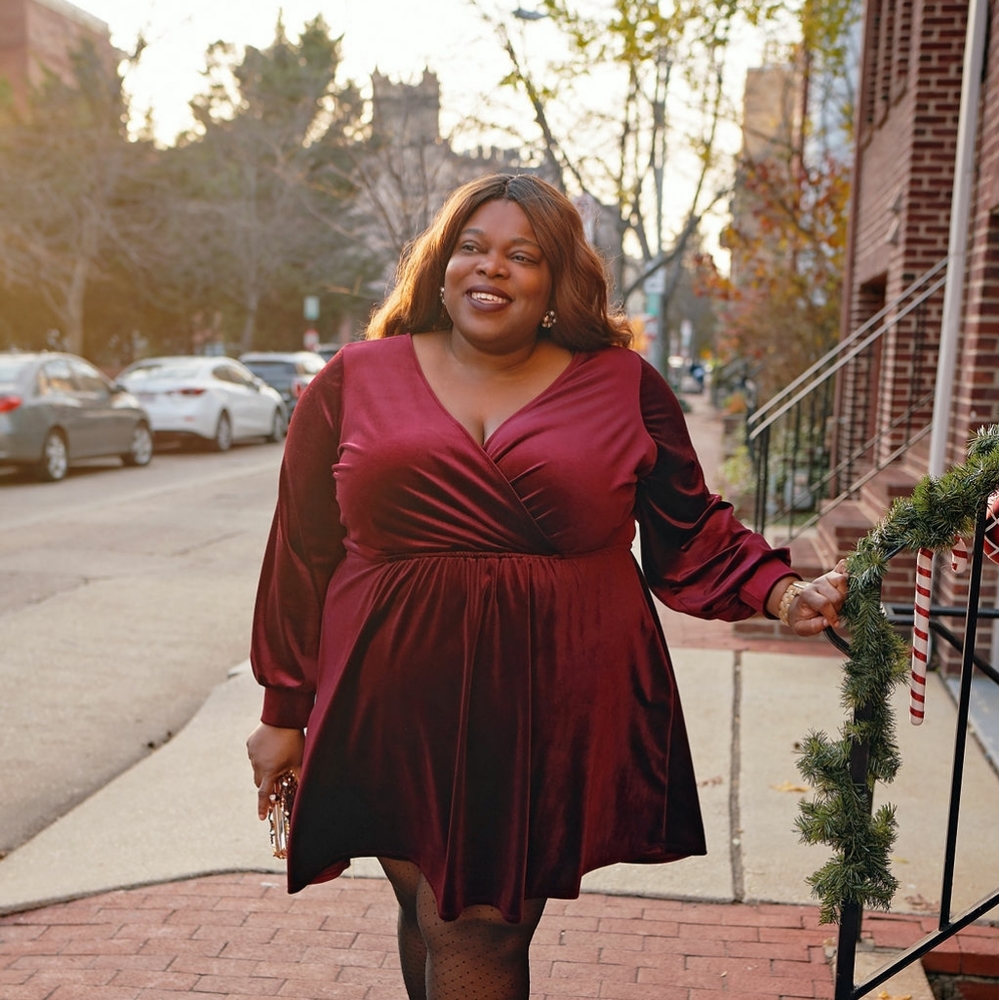 Burgundy Velvet Skater Dress